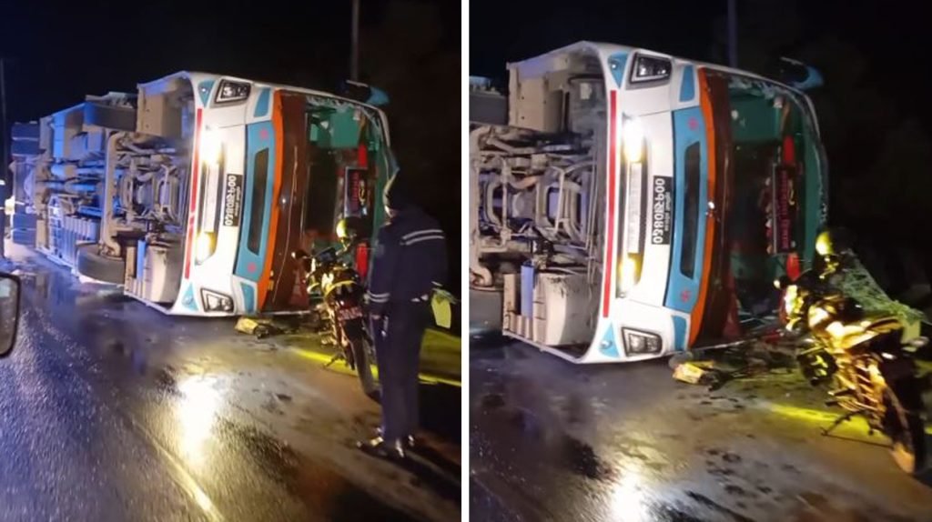 मुग्लिन–नारायणगढ सडकखण्डमा बस पल्टिदा, ३८ जना घाइते